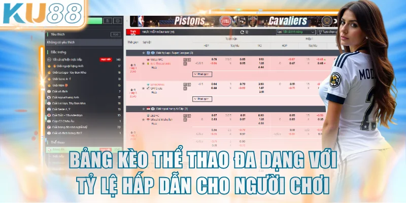 Bảng kèo thể thao đa dạng với tỷ lệ hấp dẫn cho người chơi