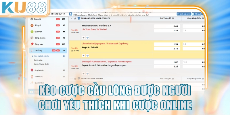 Kèo cược cầu lông được người chơi yêu thích khi cược online