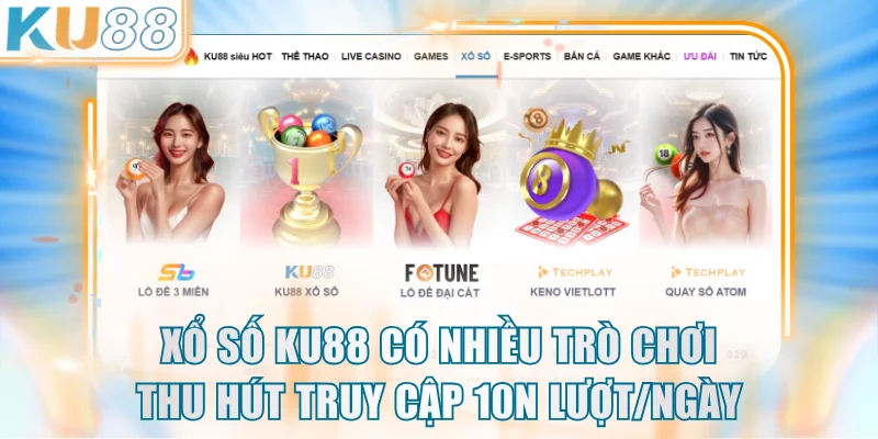 Xổ số KU88 có nhiều trò chơi thu hút truy cập 10N lượt/ngày